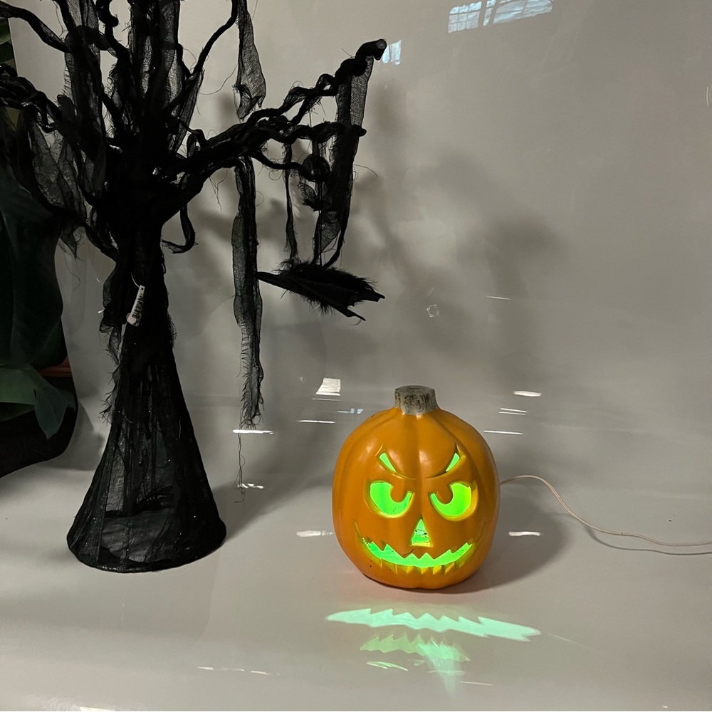 Halloween Jack-O-Lantern with Spooky Green Light